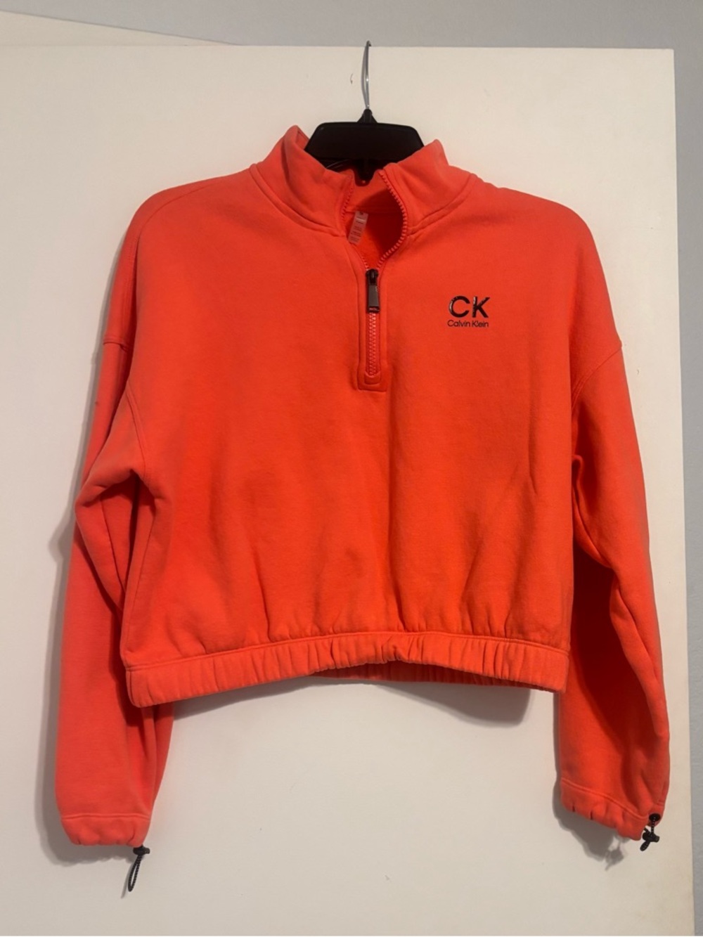 Calvin Klein Orange Cropped Quarter-Zip Pullover